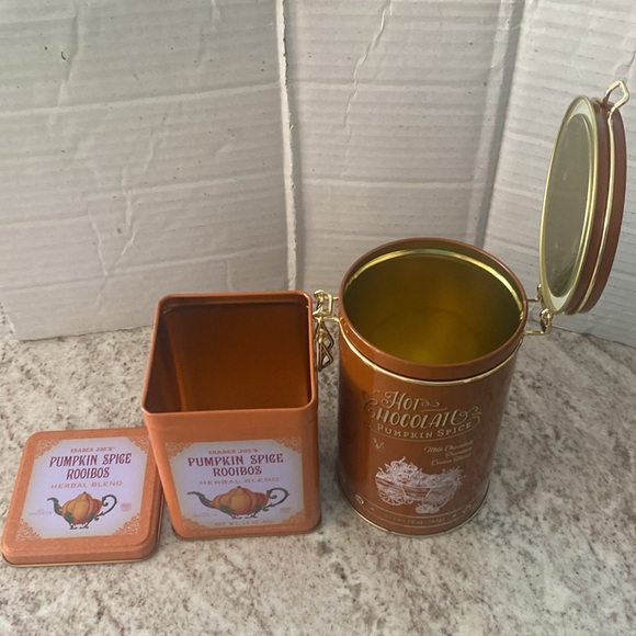 2 empty fall pumpkin spice tins. Great for autumn as decor or storage. - Picture 5 of 9
